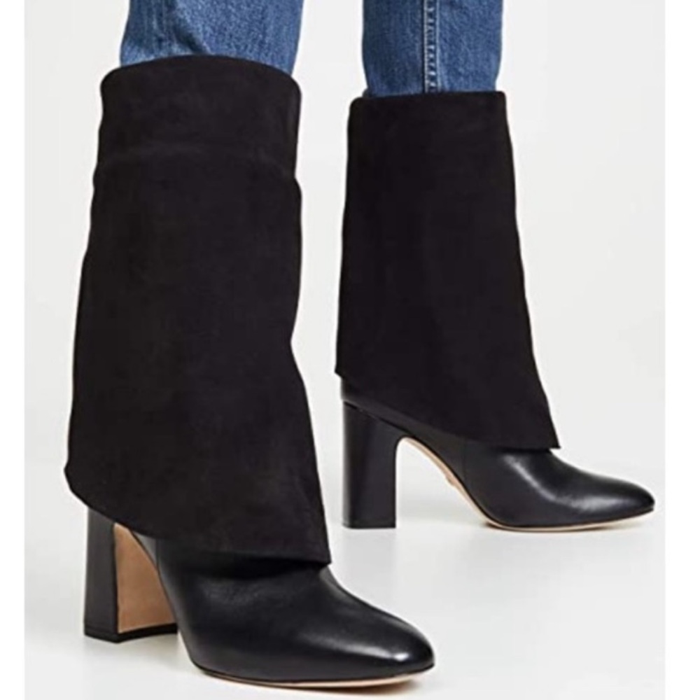 WORN ONCE - Stuart Weitzman Lucinda Boot Fold-Over Black Knee-High Leather Boots